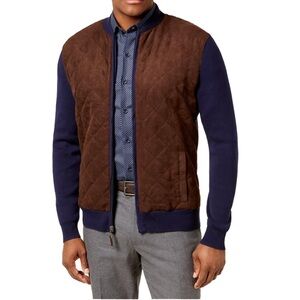 Tasso Elba Zip-Up Lightweight Quilted Coat in Navy/Brown, Size XL EXCELLENT!